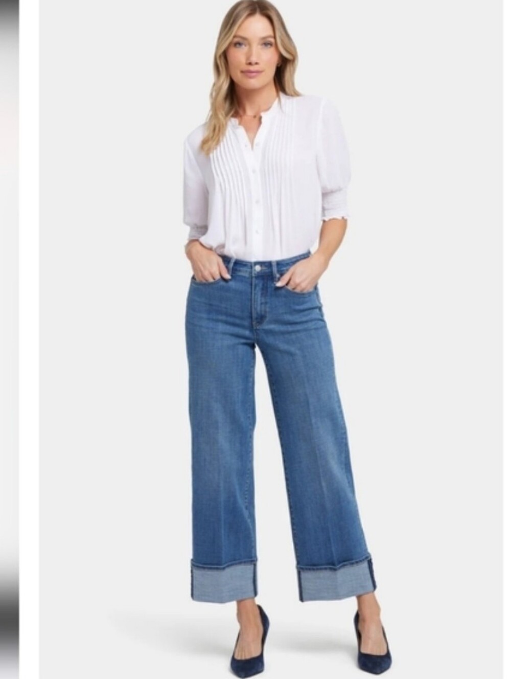 NYDJ Teresa Wide Leg Jeans Cuffed Cuff Stretch Lovesick Wash Plus Size 18W NEW